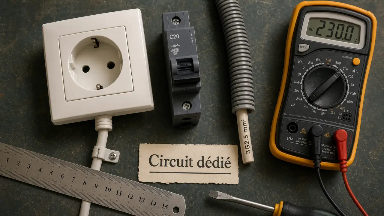 Transformer prise électrique en prise radiateur : sortie câble, circuit dédié 20 A