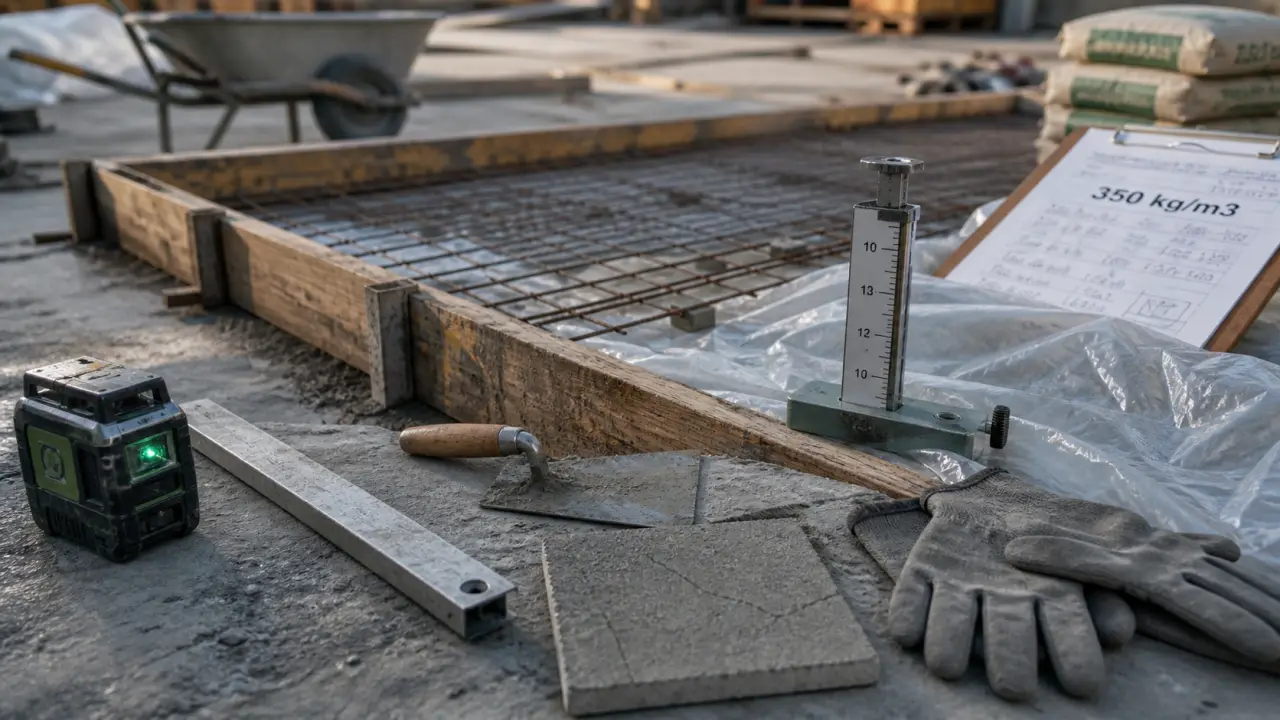 Beton pour dalle exterieur : dosage 350 kg/m3 et épaisseur