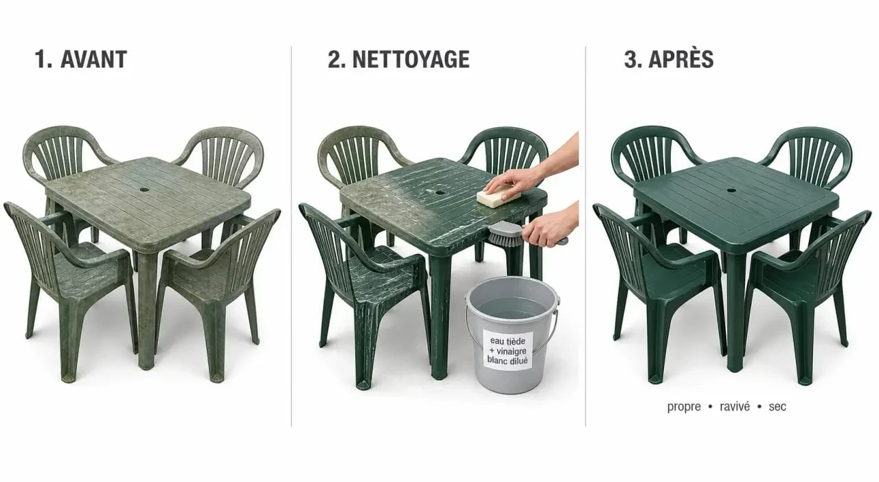 Comment raviver un salon de jardin en plastique vert avec nettoyage et protection
