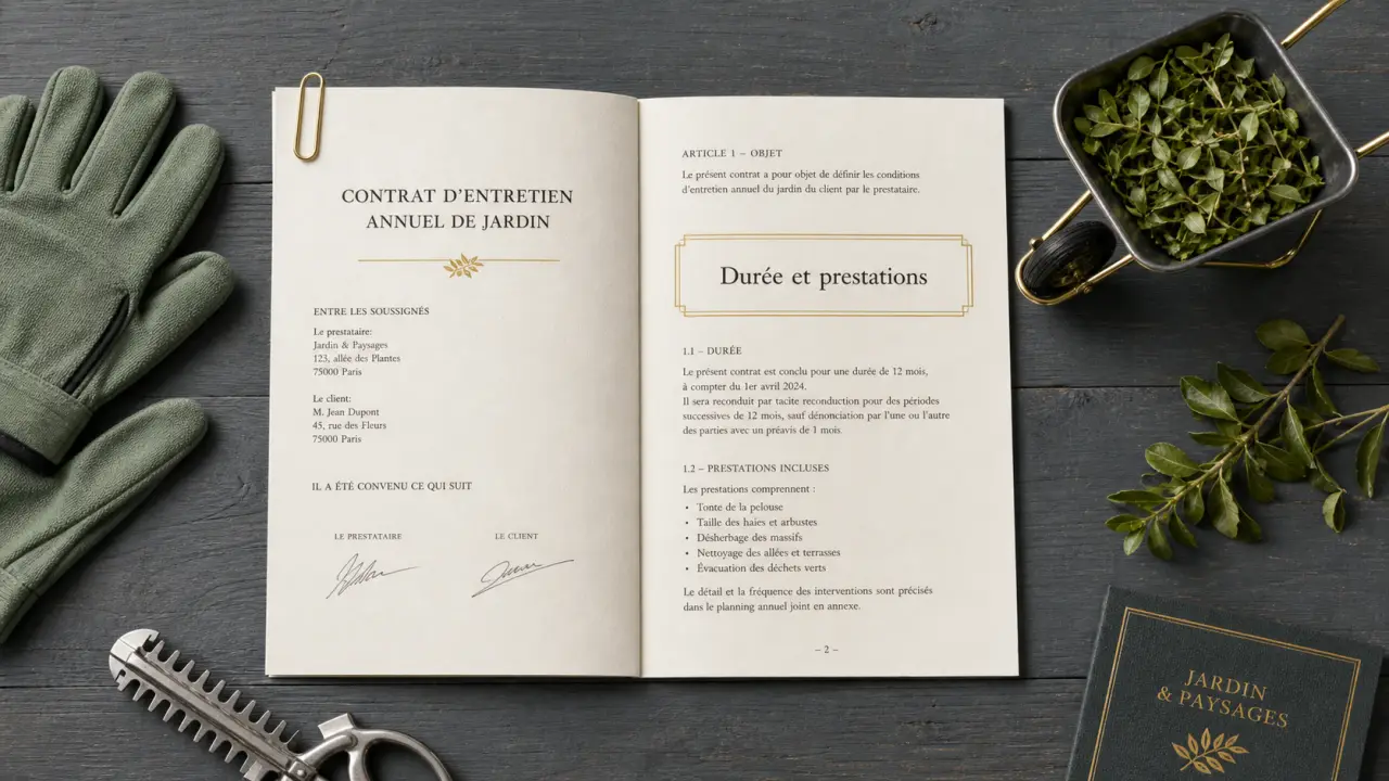 Exemple contrat entretien jardin annuel : durée et prestations (jardin)