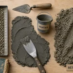 Mortier beton : sable et graviers, différences mortier béton sur table atelier