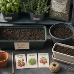 Potager sur balcon avec jardinières et pots