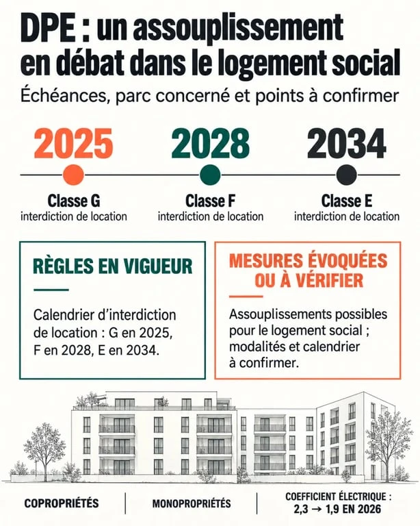 Assouplissement du DPE dans le logement social : échéances de location des logements G, F et E
