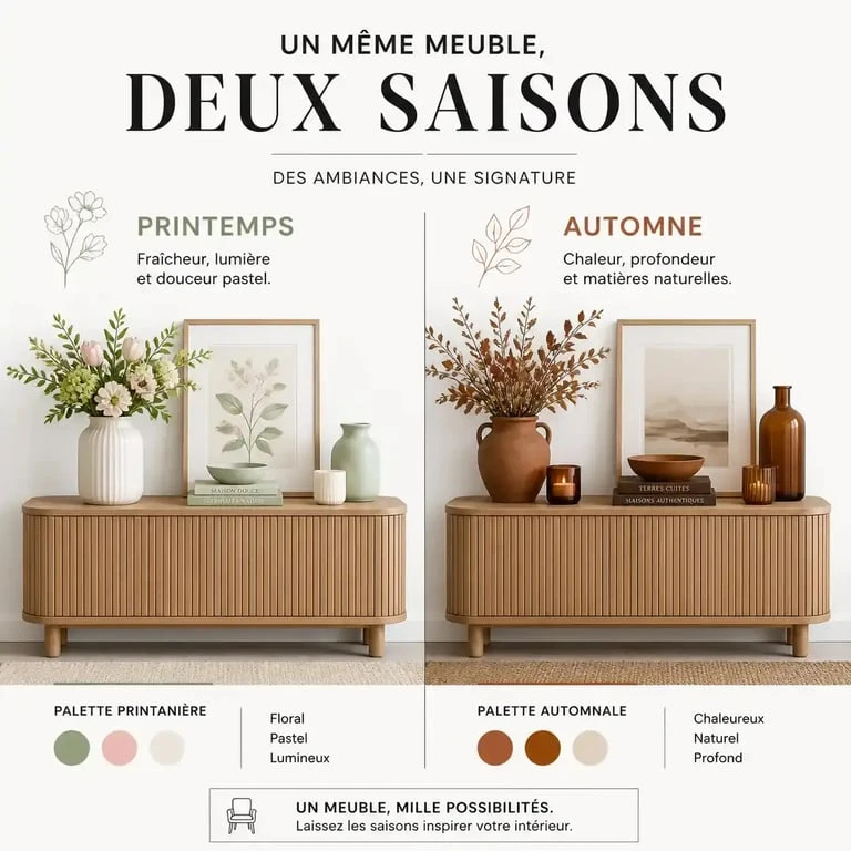 Idées de décoration de buffet de salon évoluant selon les saisons